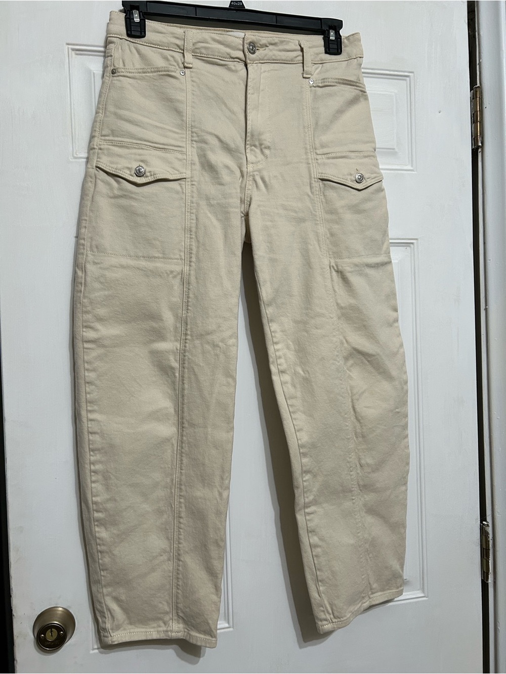 PAIGE Alexis Cargo Pants Cream Ivory High Rise Tapered